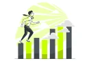 Man climbing graph to success