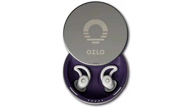 Ozlo sleepbuds in their charging case