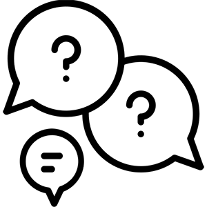 Vector image of speech bubbles with question marks in them