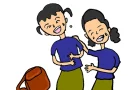 Illustration of schoolchildren laughing