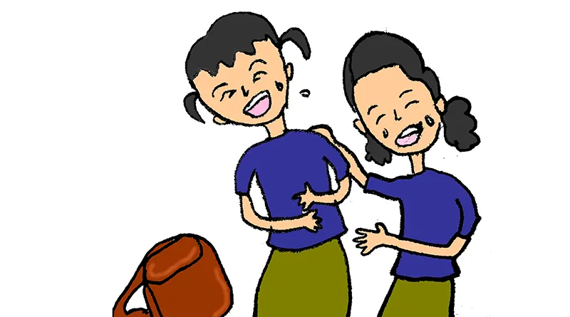 Illustration of schoolchildren laughing