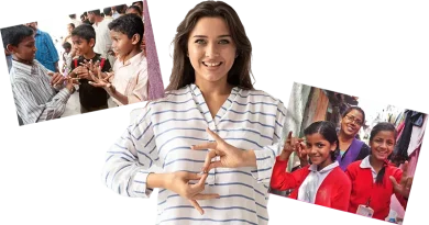 Young woman using sign language while smiling